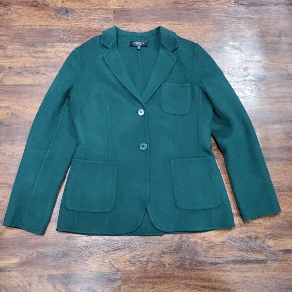 Talbots Forest Green Wool Blend Single Breast Two Button Jacket Blazer Size 10 - Picture 2 of 11